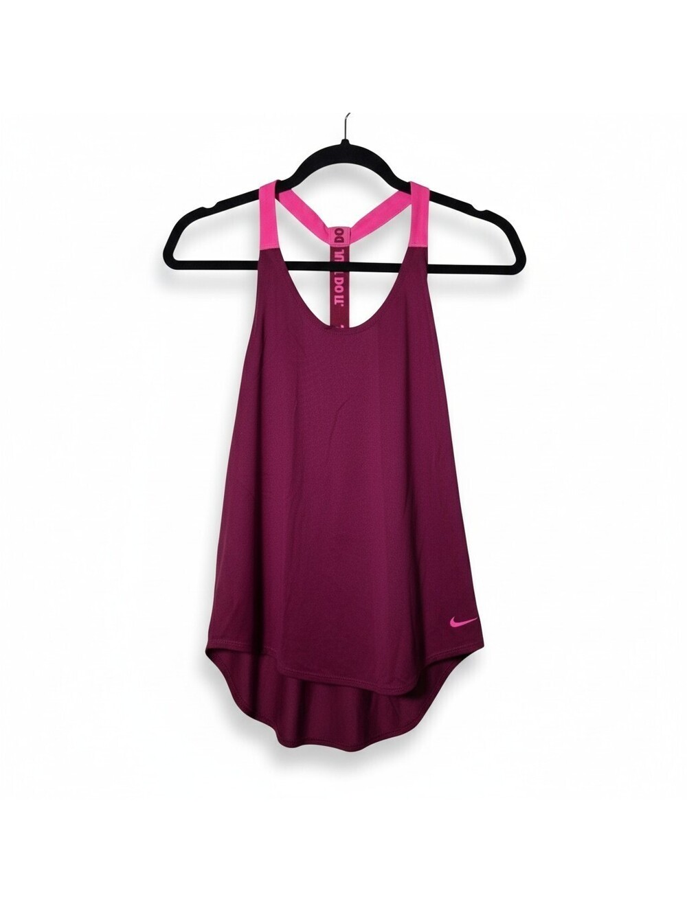 Nike Dri-FIT Womens XS Tank Top Burgundy Pink Elastika Just Do It Back Strap